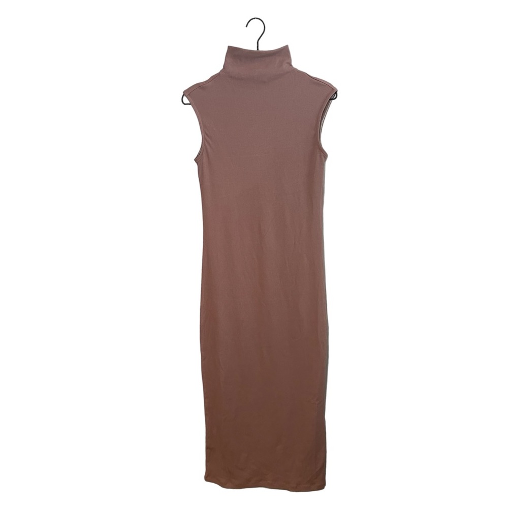 House of Harlow 1960 Taupe Ribbed Knit Mock-neck Sleeveless Sweater Dress Medium